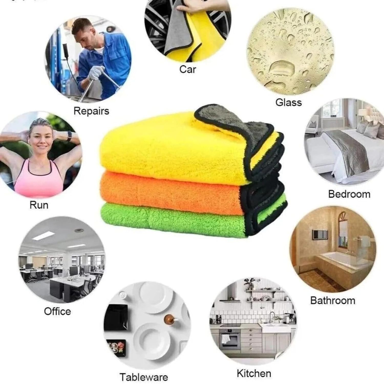 3 pcs 40*40 Premium Microfiber Cleaning Cloth