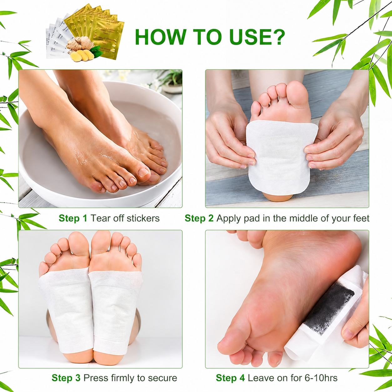 Kinoki Cleansing Detox Foot Pads Ginger + Salt Foot Patch Pack of 10