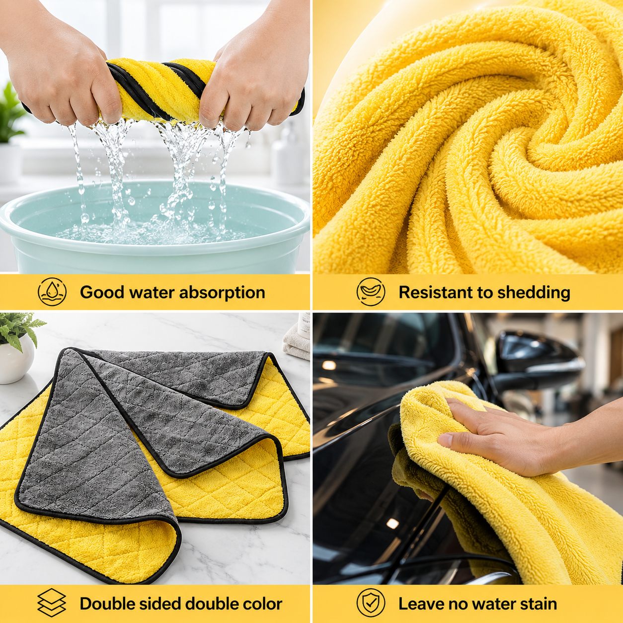 3 pcs 40*40 Premium Microfiber Cleaning Cloth