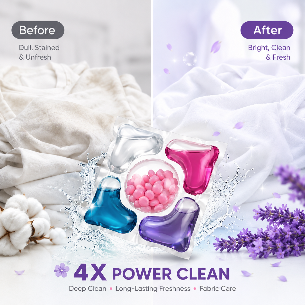 Laundry Detergent Pods for Washing Machine | 5 - in - 1 Liquid Laundry Capsules with Fragrance Beads | Stain Remover & Fabric Freshener Pods for Clothes Washing Pack OF 10