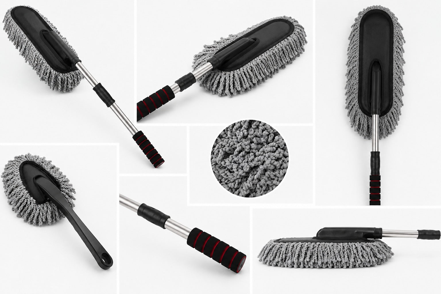 Microfiber Car Cleaning Duster Set of 2 with Extendable Handle & Mini Dashboard Brush | Soft Dust Remover for Car Interior & Exterior