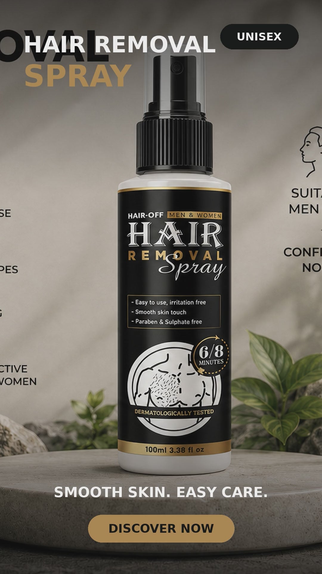 Buy 1 Get 1 Free - Hair-Off Unisex Hair Removal Cream for Men & Women | Fast Acting & Gentle Hair Remover Cream | Smooth Skin Care, 100 ml